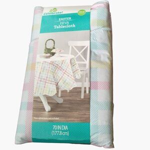 Way To Celebrate Vinyl Tablecloth Picnic Blue White Plaid 70 Inch Peva